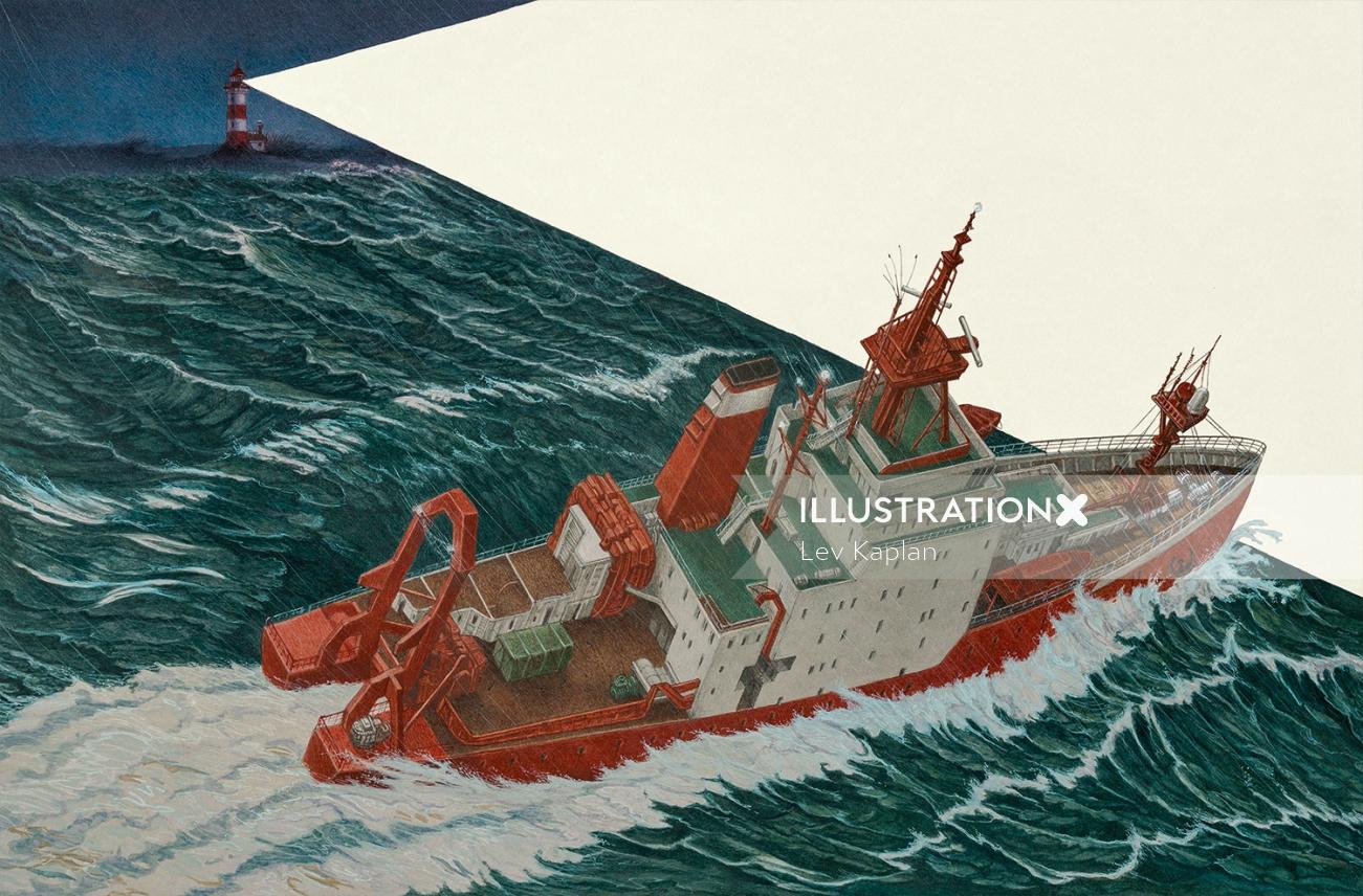 溺死船のイラスト