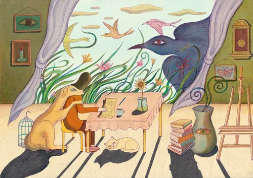 Imaginative drawing studio with nature and animals by Leyla Cui