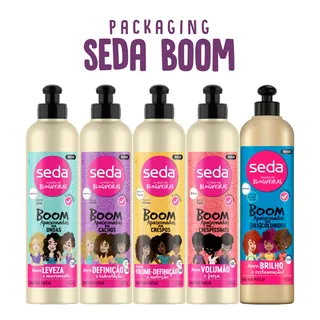 Hair product packaging design by Lhaiza Morena for Seda Boom line