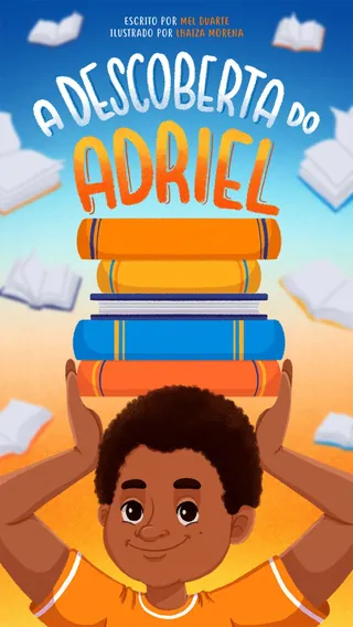 Children's book cover showing a boy with floating books above, by Lhaiza Morena