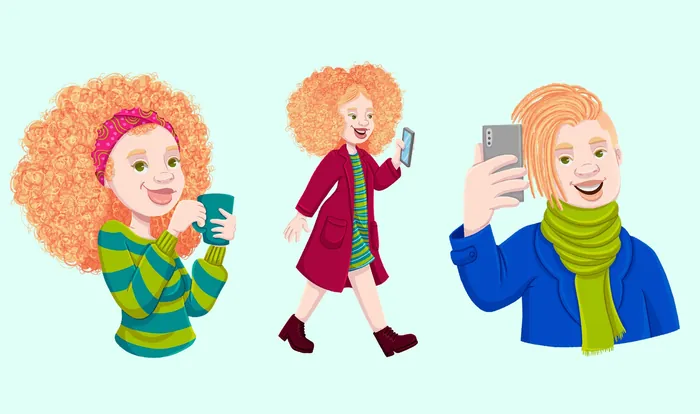 Three people with curly hair using smartphones by Lhaiza Morena