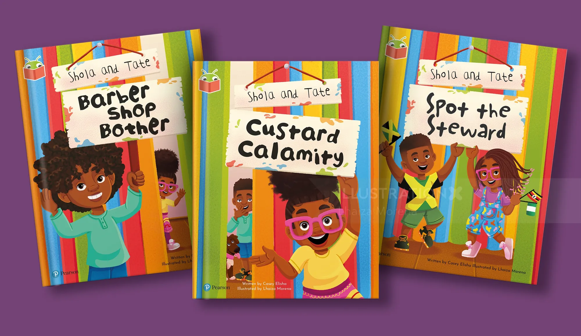 Children's book covers for Shola and Tate series by Lhaiza Morena