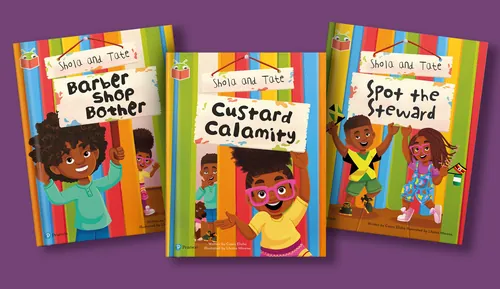 Children's book covers for Shola and Tate series by Lhaiza Morena