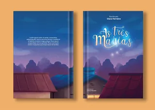 Children's book cover As Três Marias under a starry sky by Lhaiza Morena