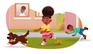 Children playing with a brown dog outdoors by Lhaiza Morena
