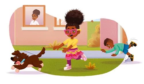 Children playing with a brown dog outdoors by Lhaiza Morena