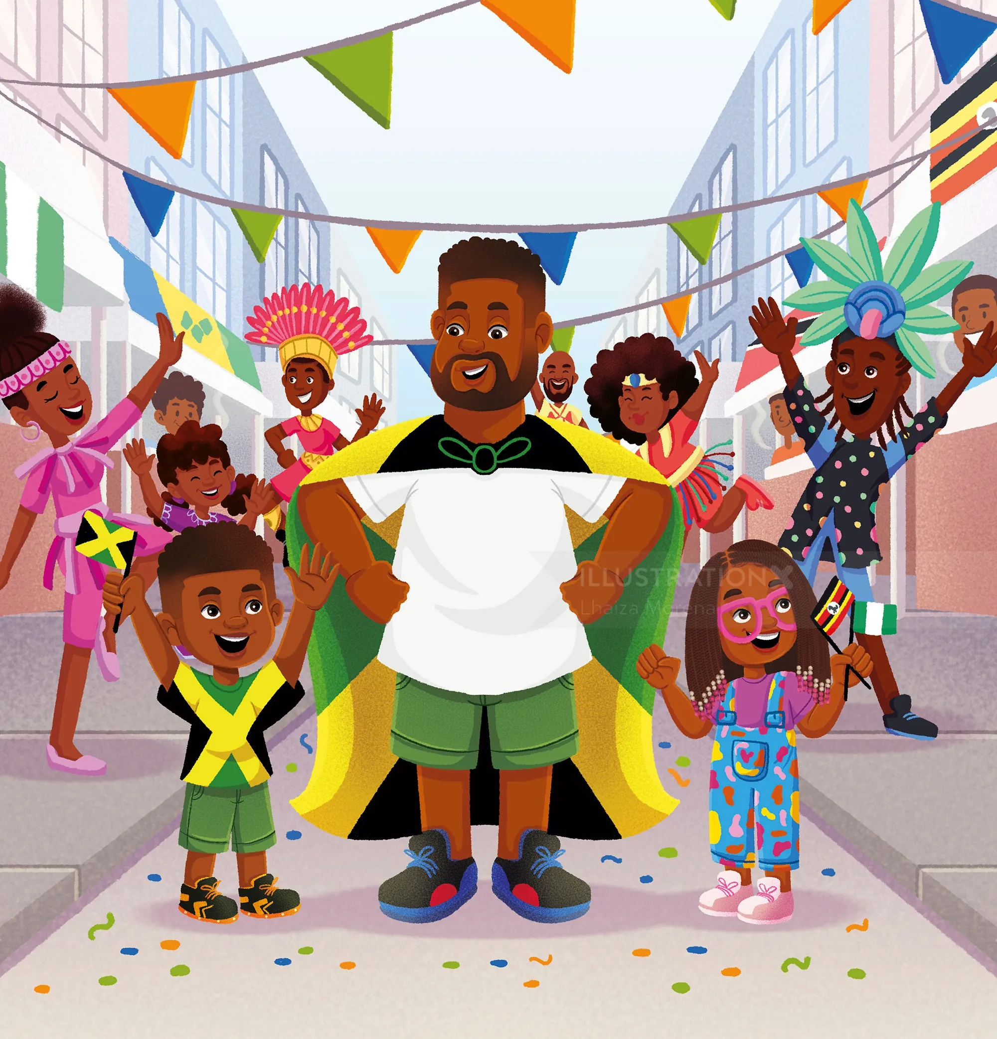 Children in colorful Caribbean carnival costumes by Lhaiza Morena