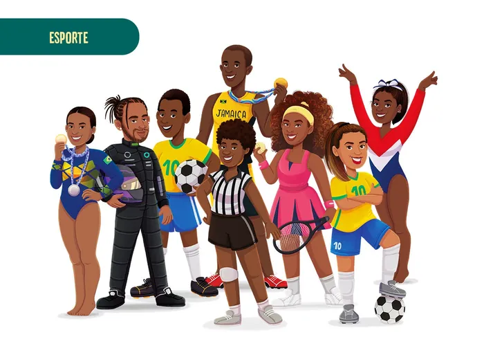 Illustration of diverse athletes in various sports uniforms and gear.