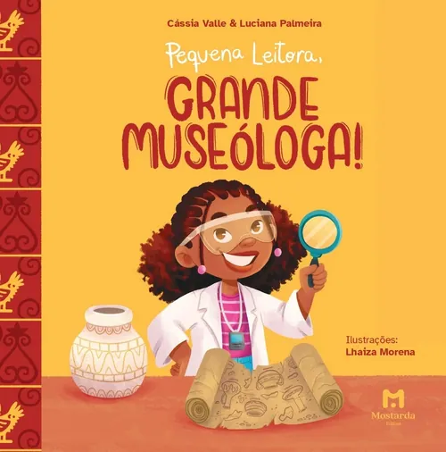Buchcover illustriert von Lhaiza Morena, zeigt ein Mädchen mit einer Lupe und Museumsgegenständen