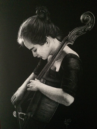 バイオリンを弾く少女のイラスト