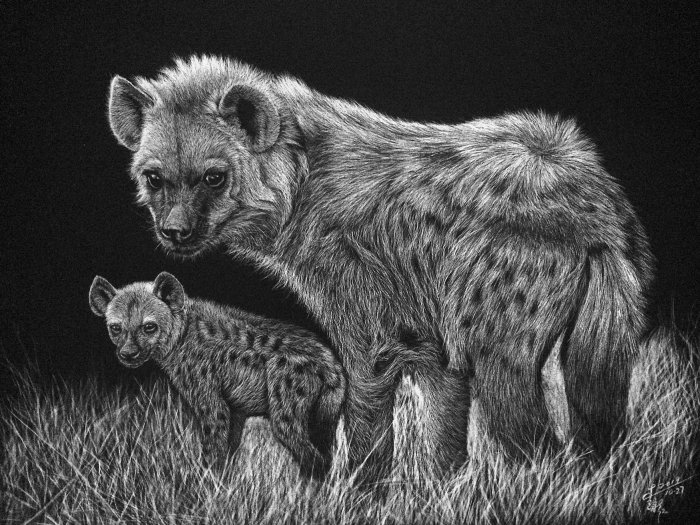 Ilustración animal de hiena manchada