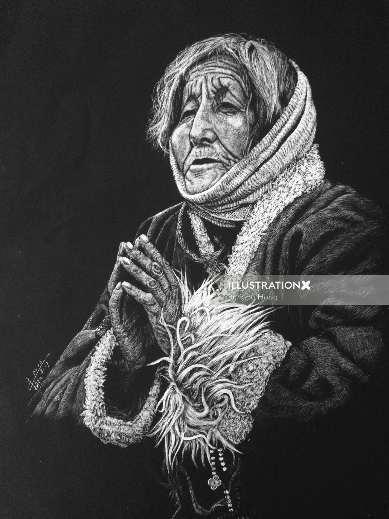 People illustration of praying women 