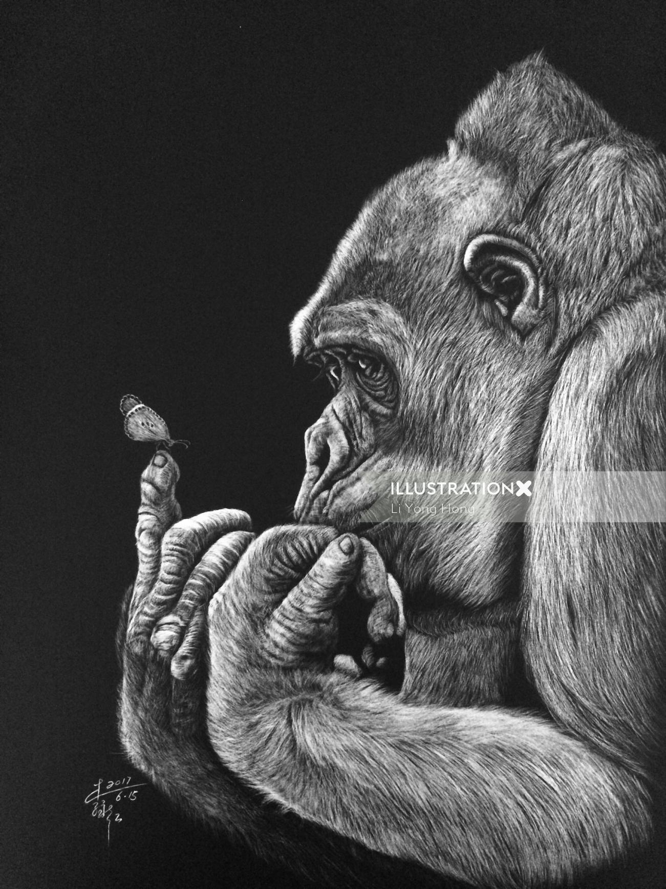 Ilustração animal de gorila