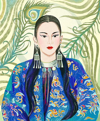 Retrato del bailarín folclórico chino Yang Liping