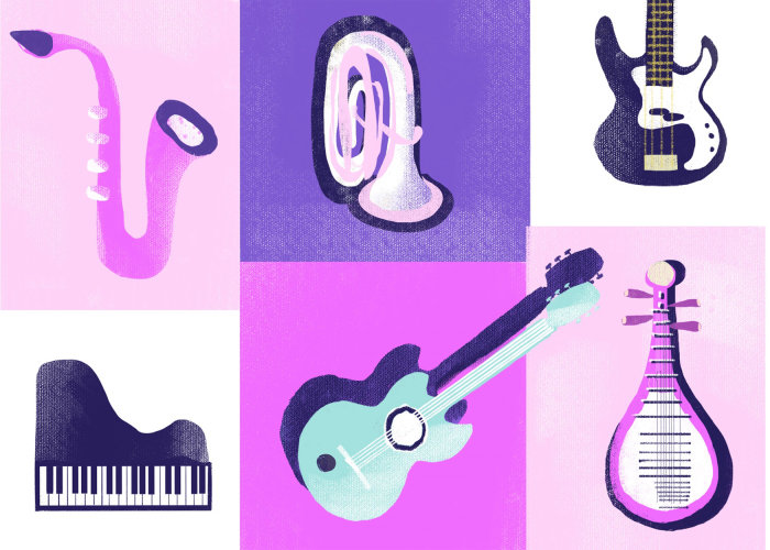 Icon's painting of Music instruments