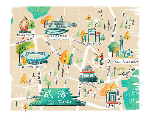 Illustration de la carte de la ville de Weihai