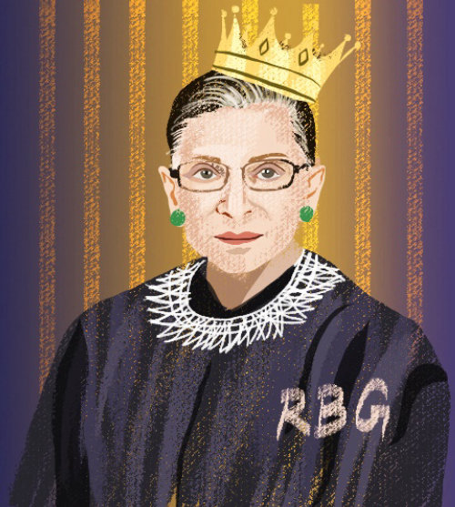 Portrait de Ruth Bader Ginsburg, juge associée à la Cour suprême des États-Unis