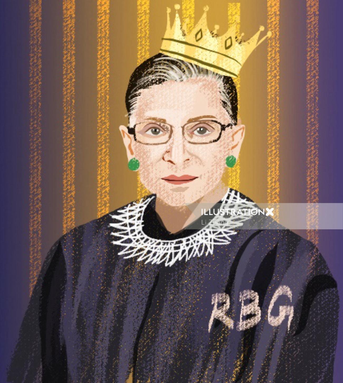 Retrato de Ruth Bader Ginsburg, juez adjunto de la Corte Suprema de EE. UU.