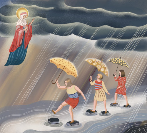 Illustration de St. Valentina discutant de l&#39;amitié féminine