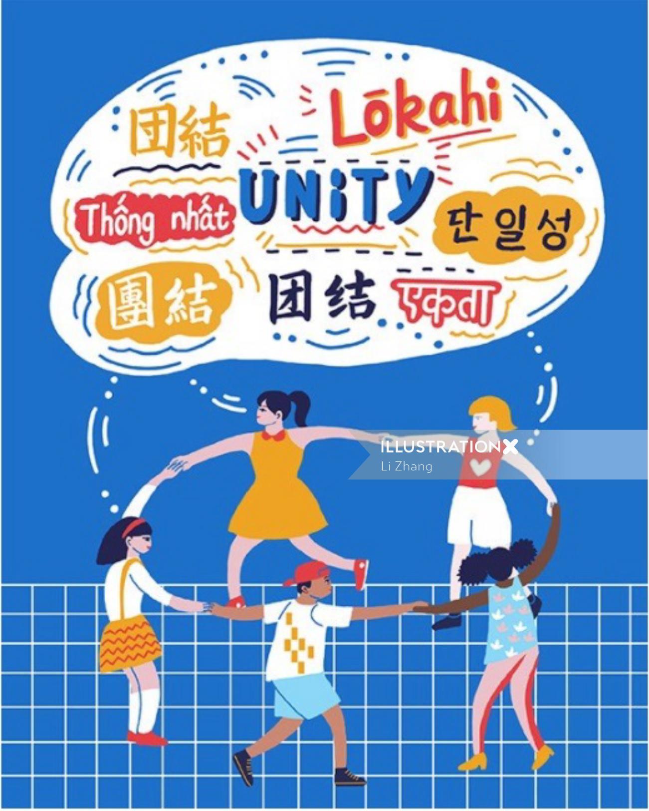 Children's Unity poster art for Piccolina Kids 