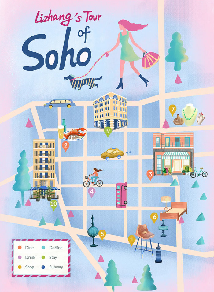 Mapa ilustrado de Nueva York Soho