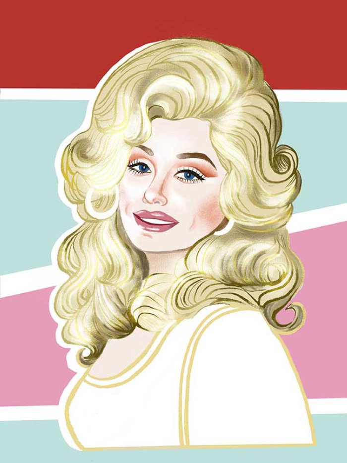 O retrato de Dolly Parton para embalagens da marca CPG