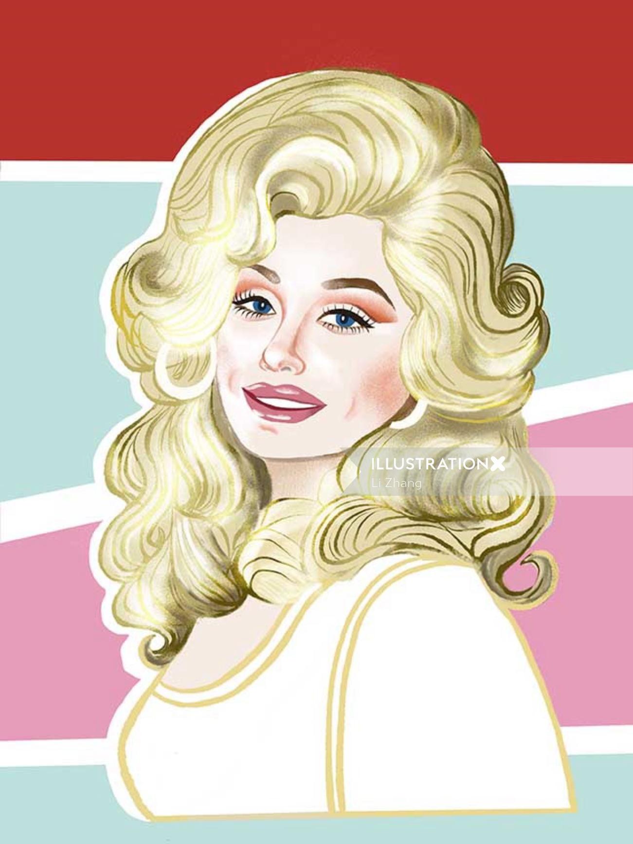 The portrait of Dolly Parton for CPG brand packaging