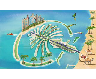 パーム・ジュメイラ島は、リー・チャンが本「島」のために描いたものです。