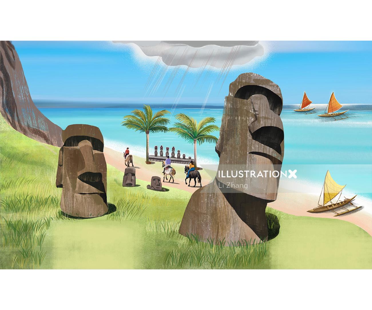 Picture of Easter Island, a Chilean island