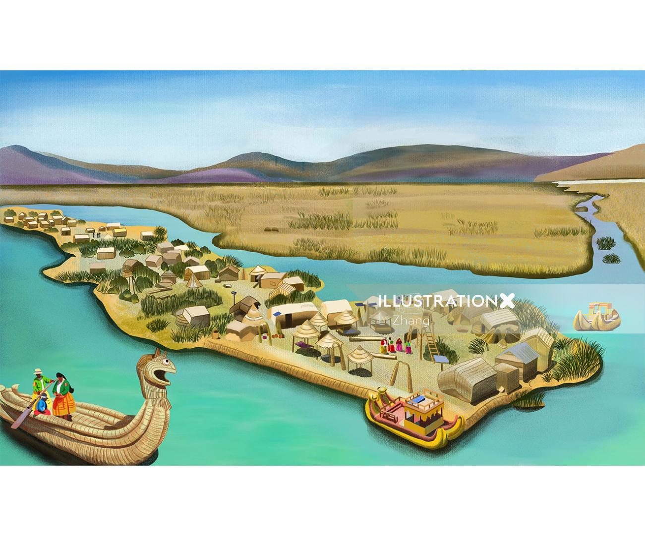 Uros Floating Islands, Pérou pour le livre &quot;Island&quot;