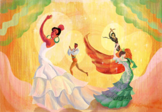 Bailaores de flamenco en una animación gif.