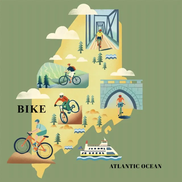 Outside Magazine's Maine bike paths map illustration