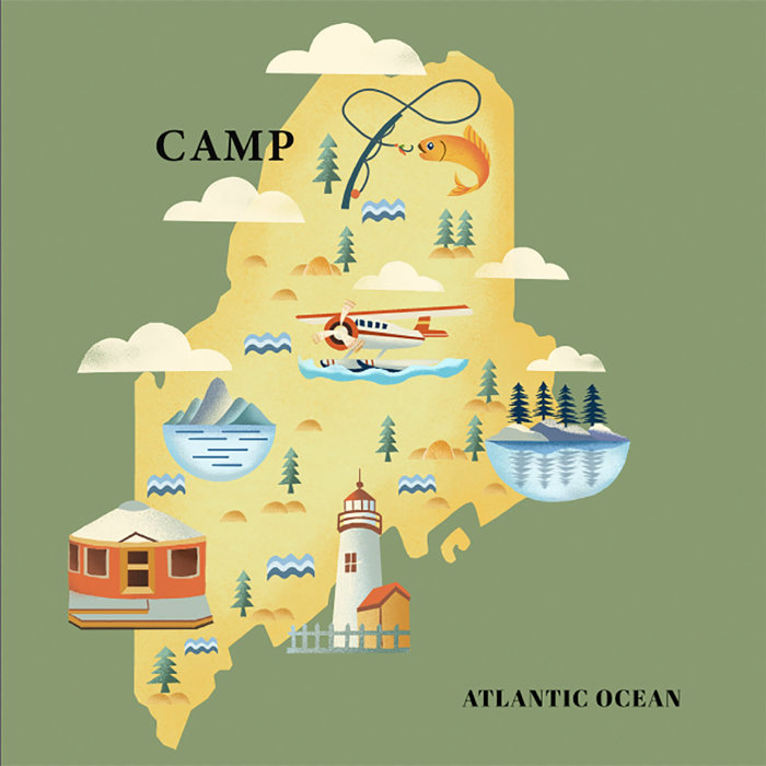 Ilustración de un mapa de campamento para la revista Outside