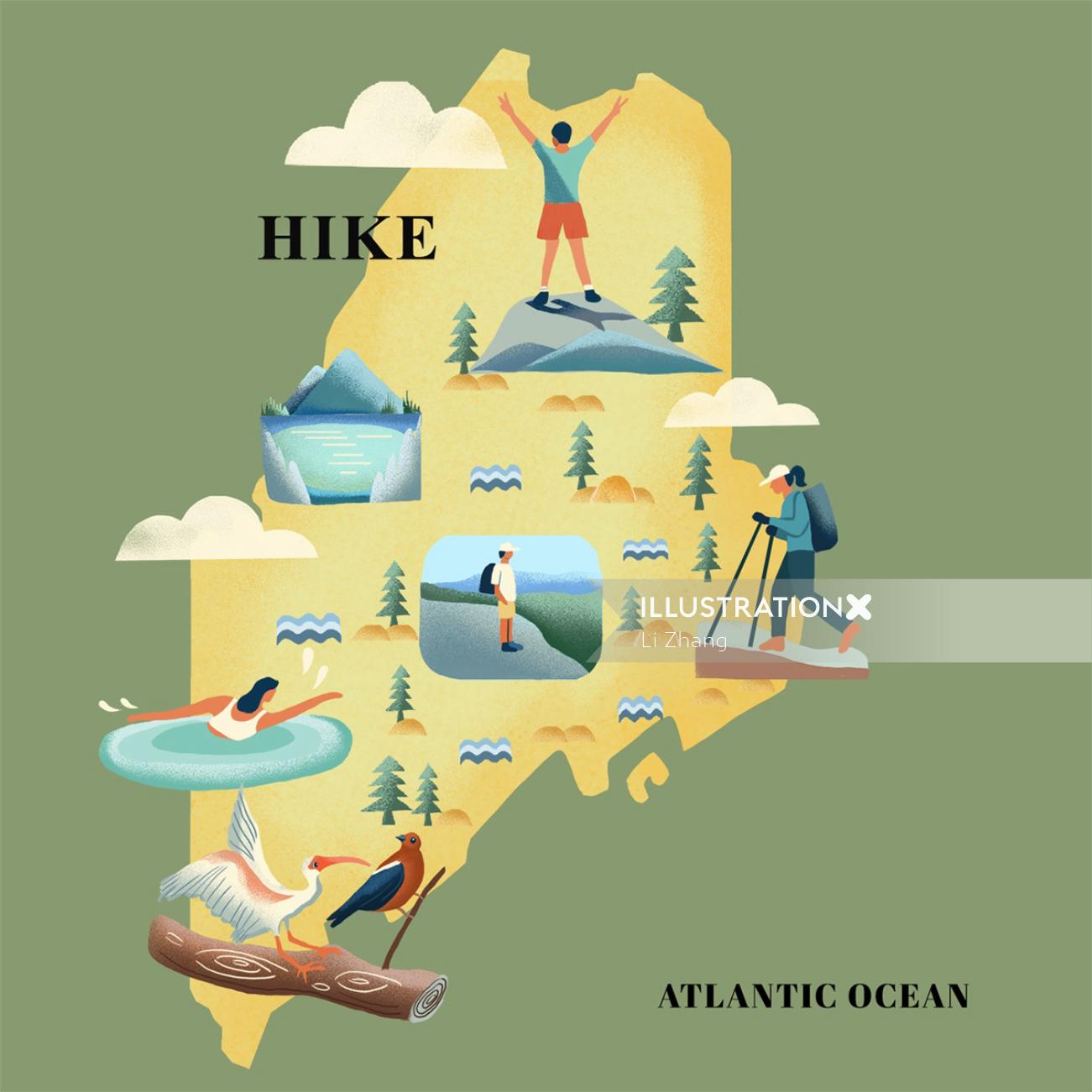 Hiking map design for Outside Magazine