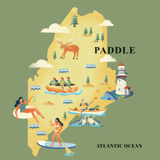 《户外》杂志的划桨活动地图插图
