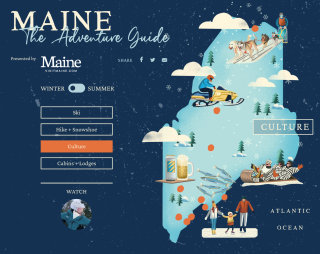 Maine: o design do mapa cultural do guia de aventura