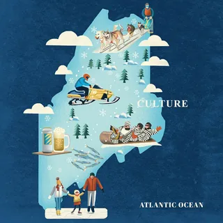 Maine winter activities and culture illustration by Li Zhang