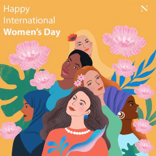 Greetings artwork features 'Happy International Women's Day'