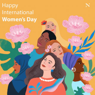 Greetings artwork features 'Happy International Women's Day'