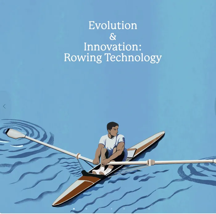 Man rowing a high-tech boat representing rowing technology evolution