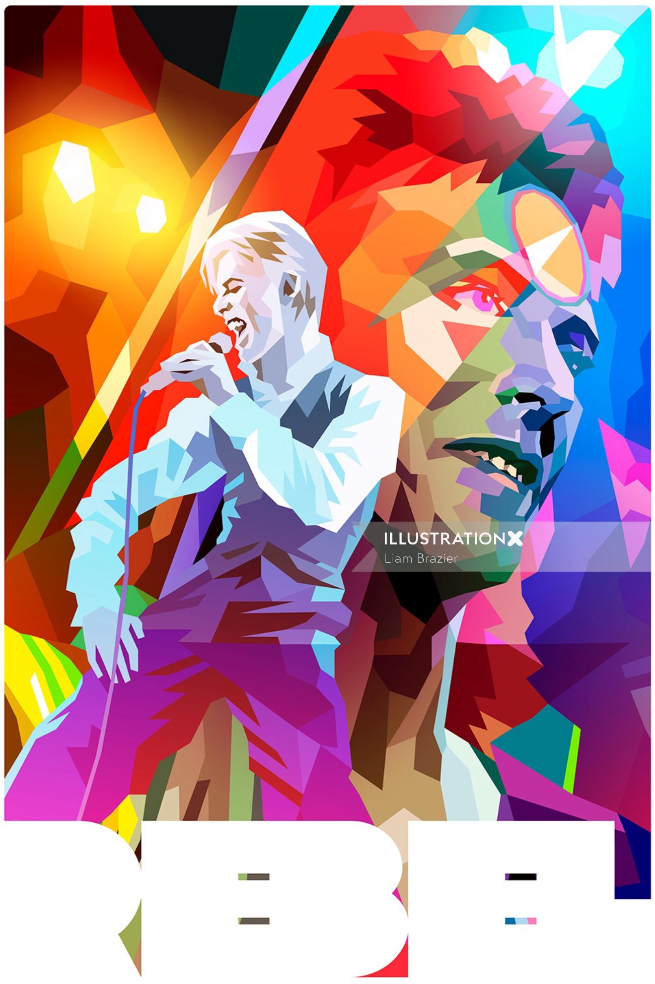 Digital illustration of Man singing
