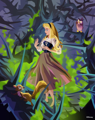 森林里的图形女孩