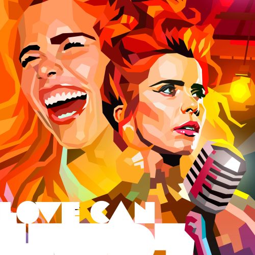 Pop art portrait of Paloma Faith with microphone by Liam Brazier