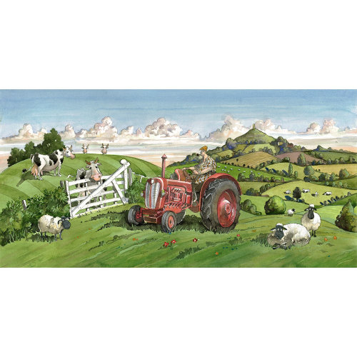 拖拉机，奶牛，农业，风景