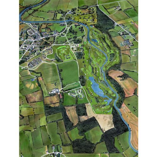Aerial Ireland countryside with golf course painting