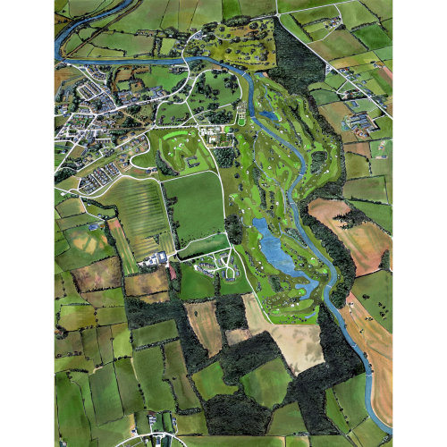 Peinture d&#39;une vue aérienne de la campagne en Irlande et parcours de golf
