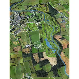 Aerial Ireland countryside with golf course painting