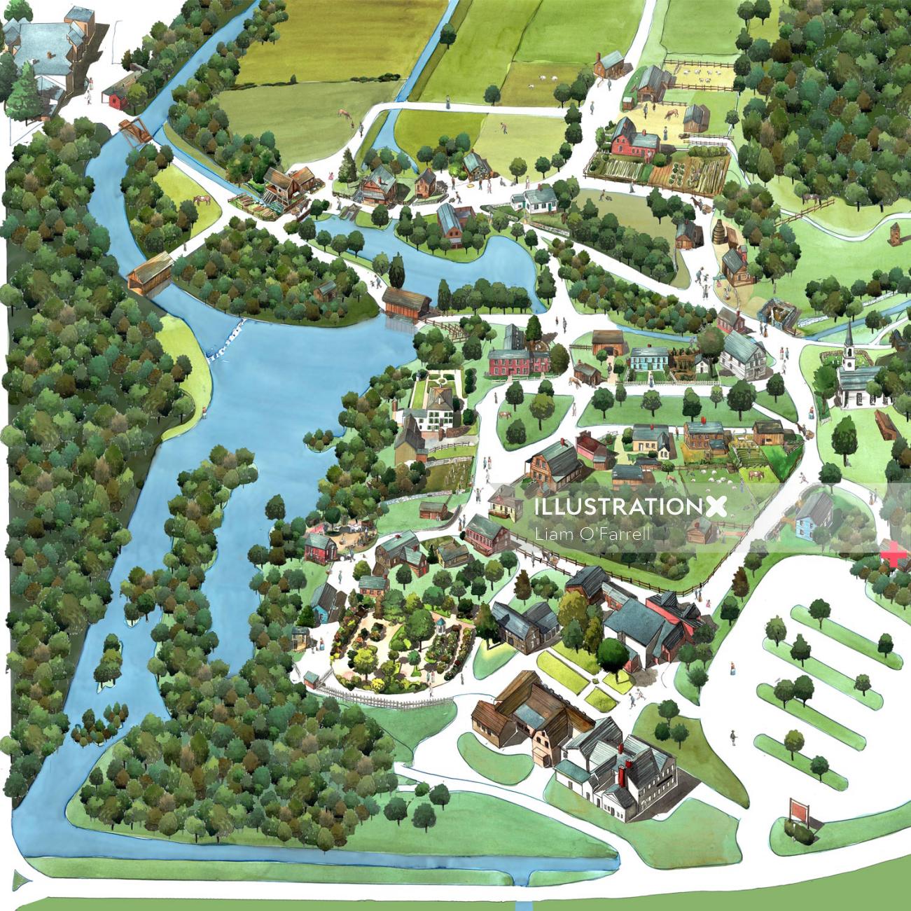 Old Sturbridge Village Map Maps | Illustration By Liam O'farrell