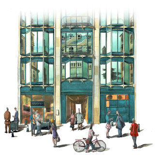 Ilustración de edificio de arquitectura para KW Wealth