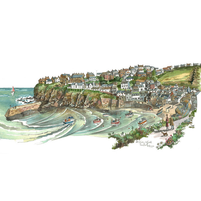 Illustration éditoriale de Port Issac à Cornwall